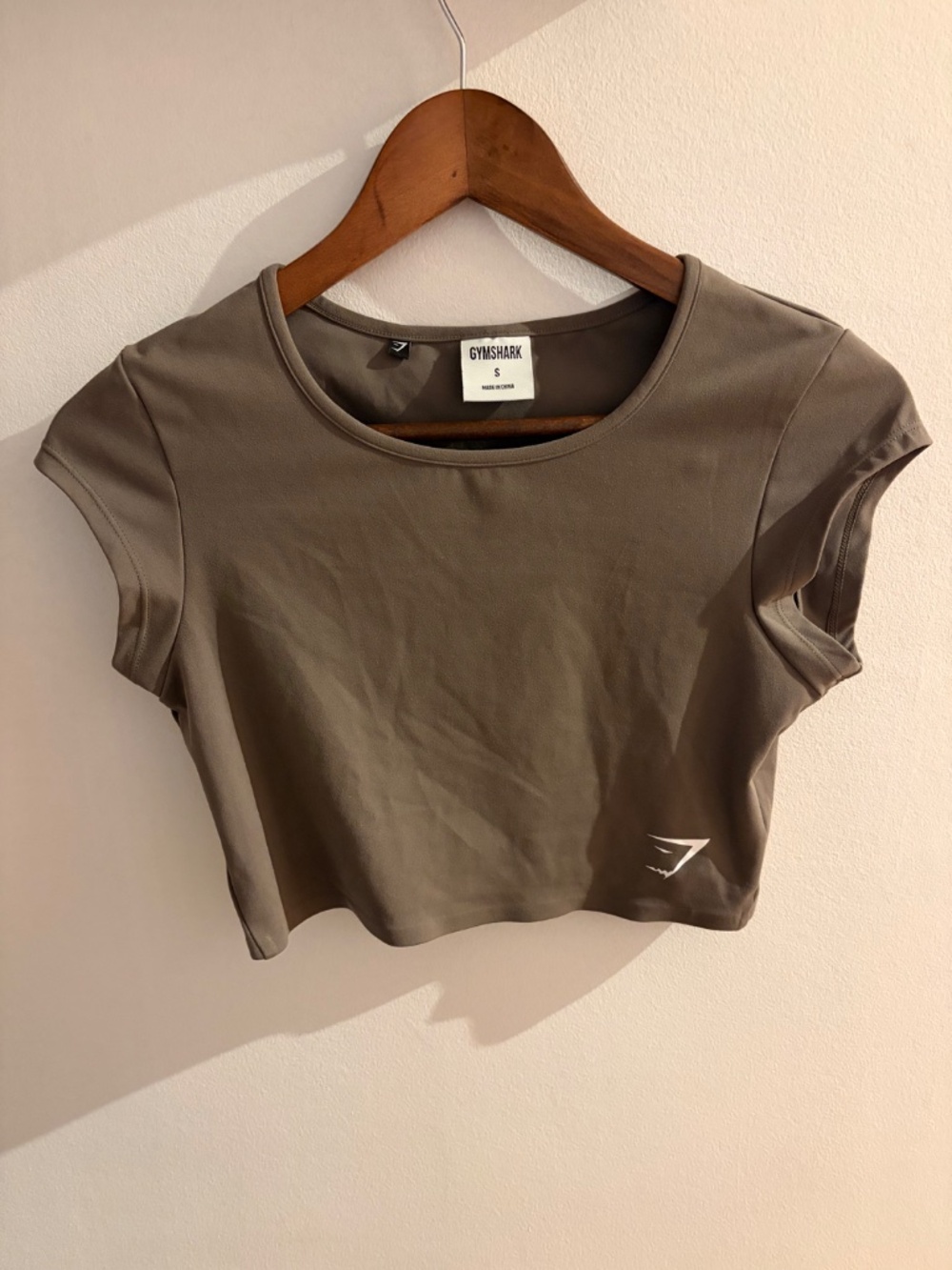 Gymshark Short Sleeve Crop Top Olive Green Size Small S GLCT3657